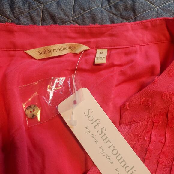 NEW Soft Surroundings Size 3X Lined Offshore Top Blouse in Raspberry Sorbet - Picture 8 of 10
